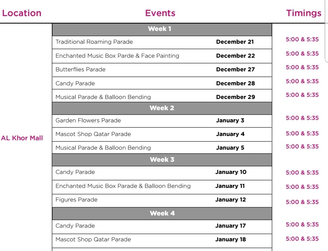 Shop  Qatar Calendar of Events